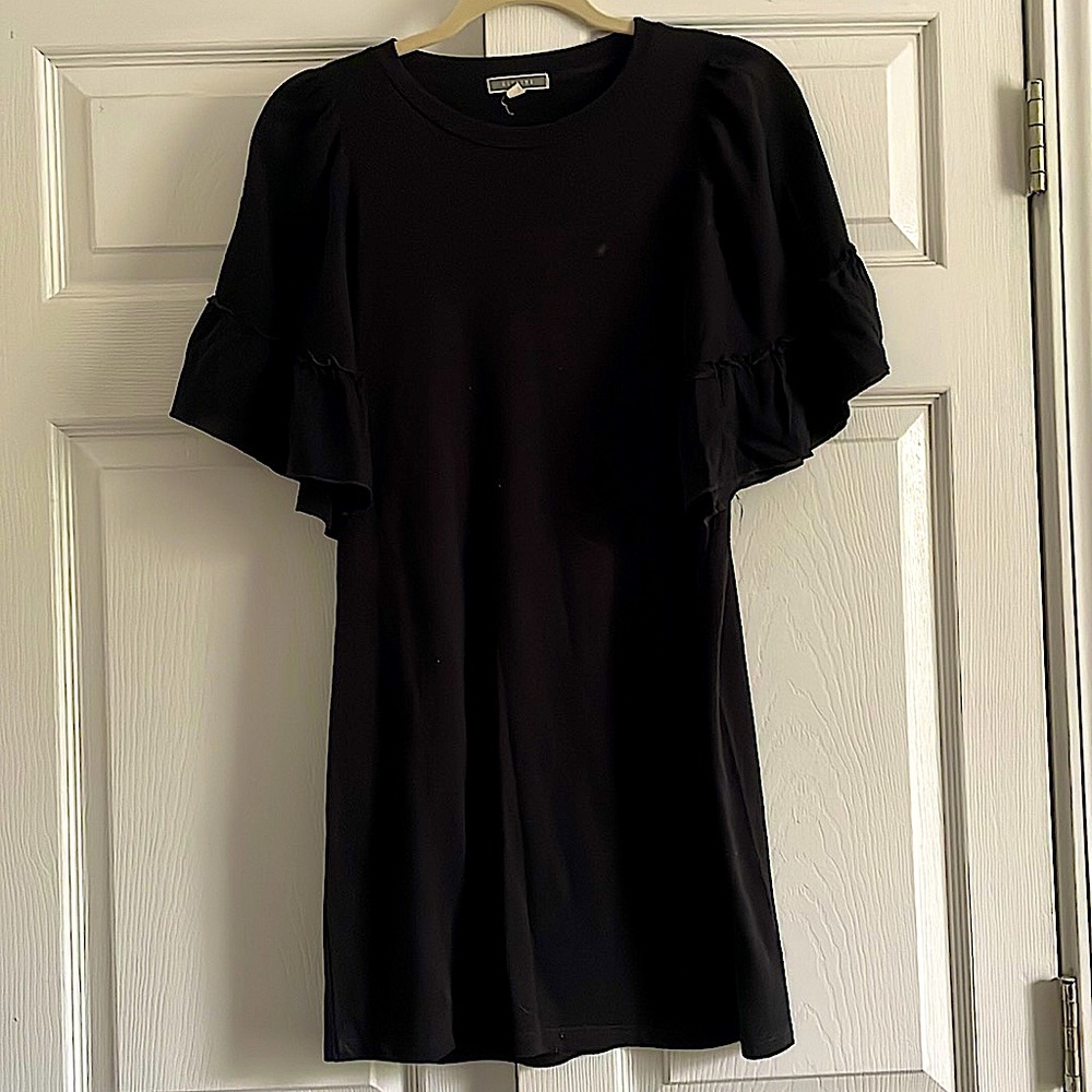 Black and ruffle sleeved dress